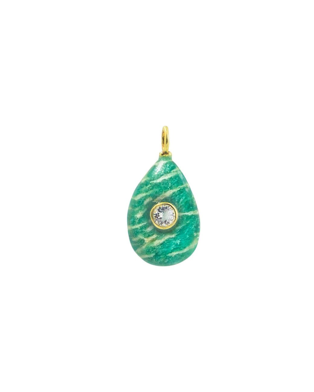 KAMARIA Green Chatoyant Amazonite Gemstone Pendant With Topaz