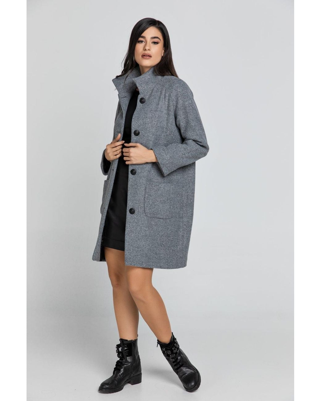 Conquista Gray Wool Blend Coat By Fashion