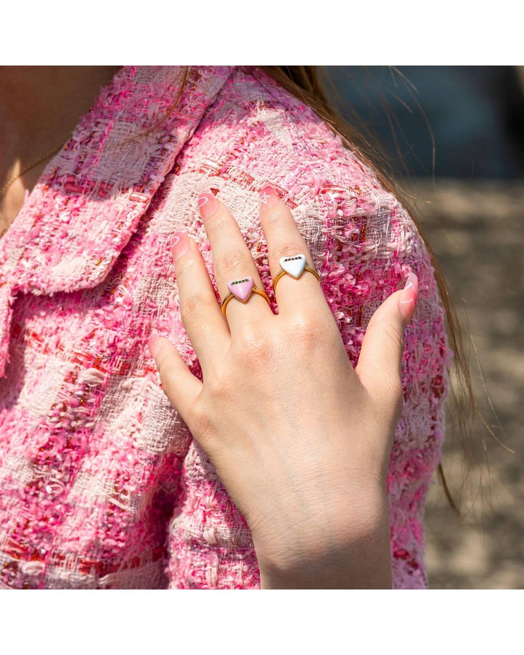 Diamonbliss Metallic Puffy Heart Ring, Enamel