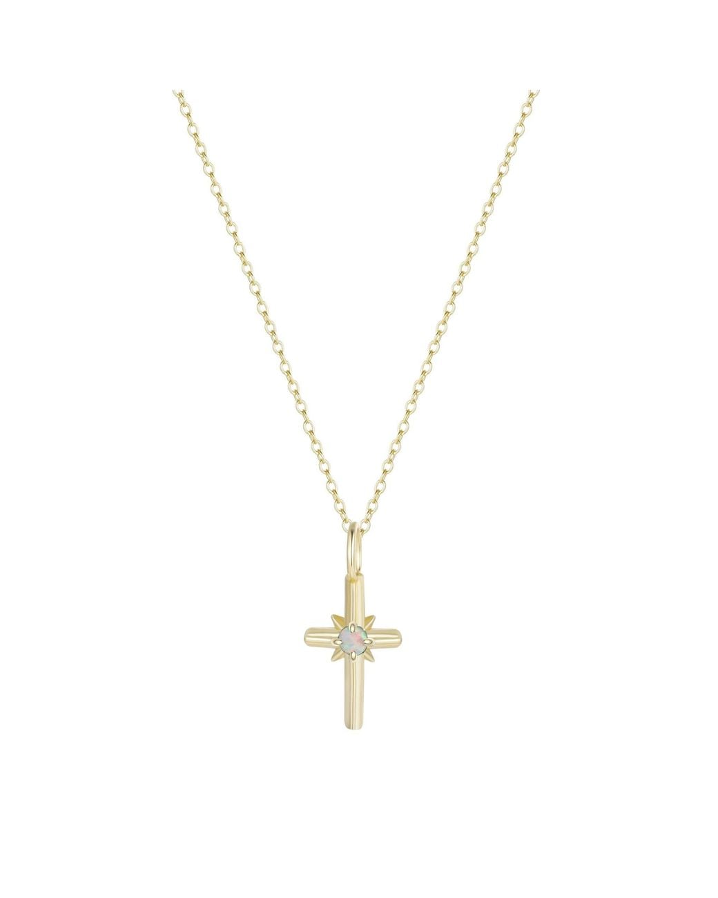 KAMARIA Metallic Opal Cross Charm Necklace