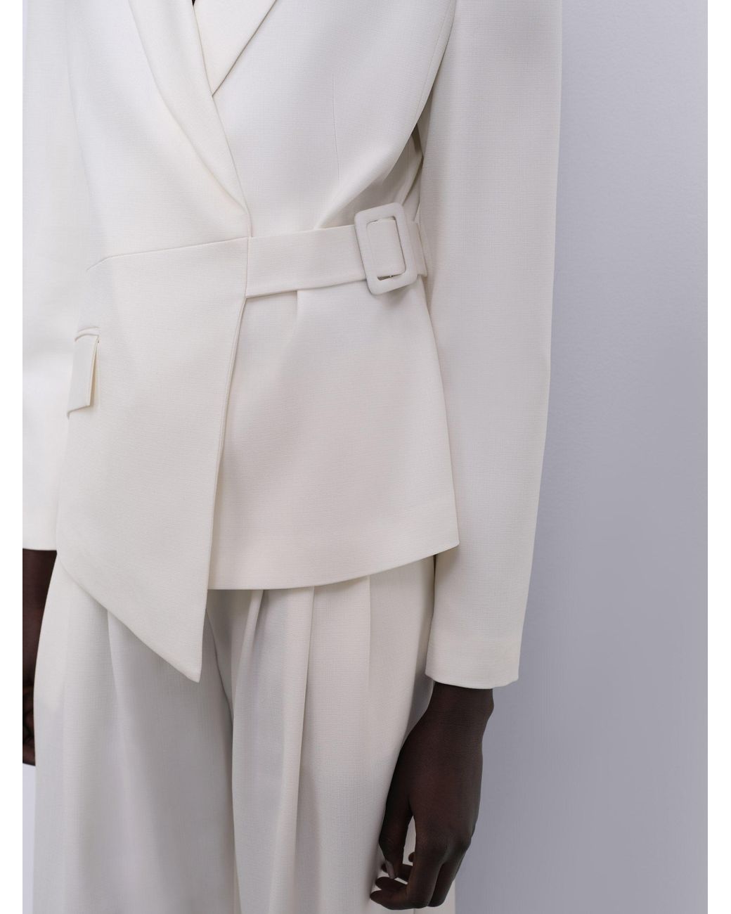 Sélone White Nore Asymmetric Wrap Blazer