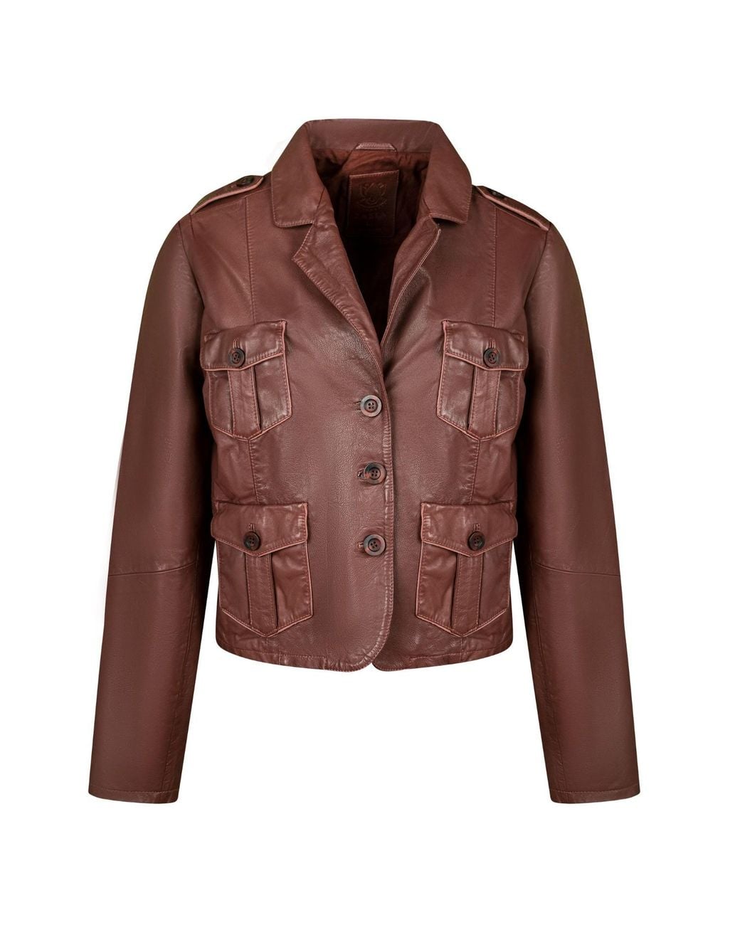 Zasta Studio Brown Irish Mule Multipocketed Leather Blazer
