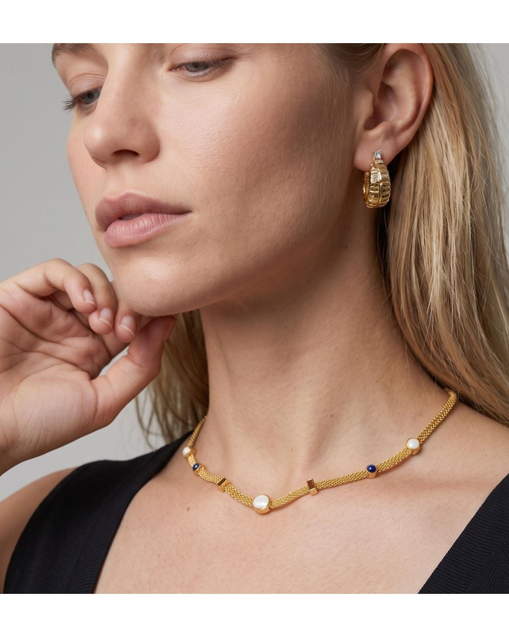 Uchi and Soto Metallic Enso Mixed Semi Precious Necklace