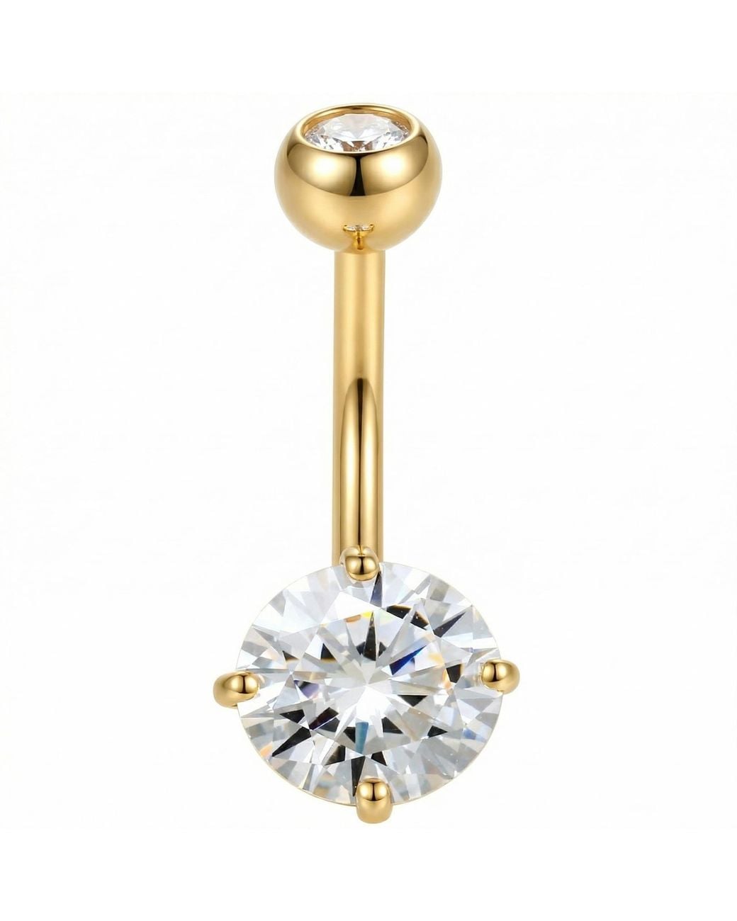 Zahav Jewelry Metallic 10K Solid Round Cz Belly Ring