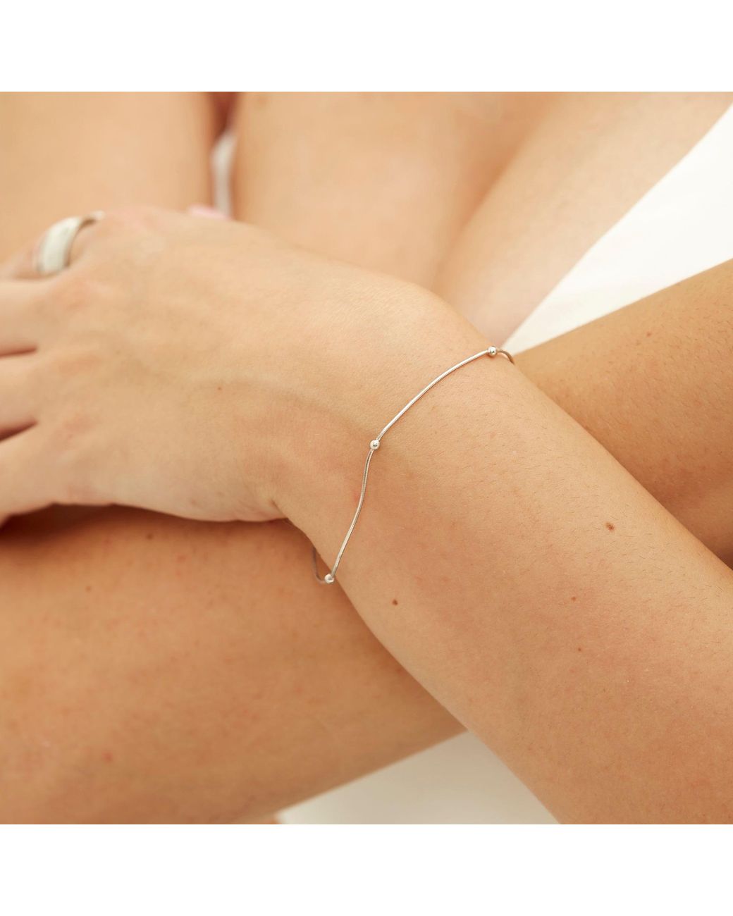 Spero London White Sterling Beaded Satellite Bracelet Layering Set
