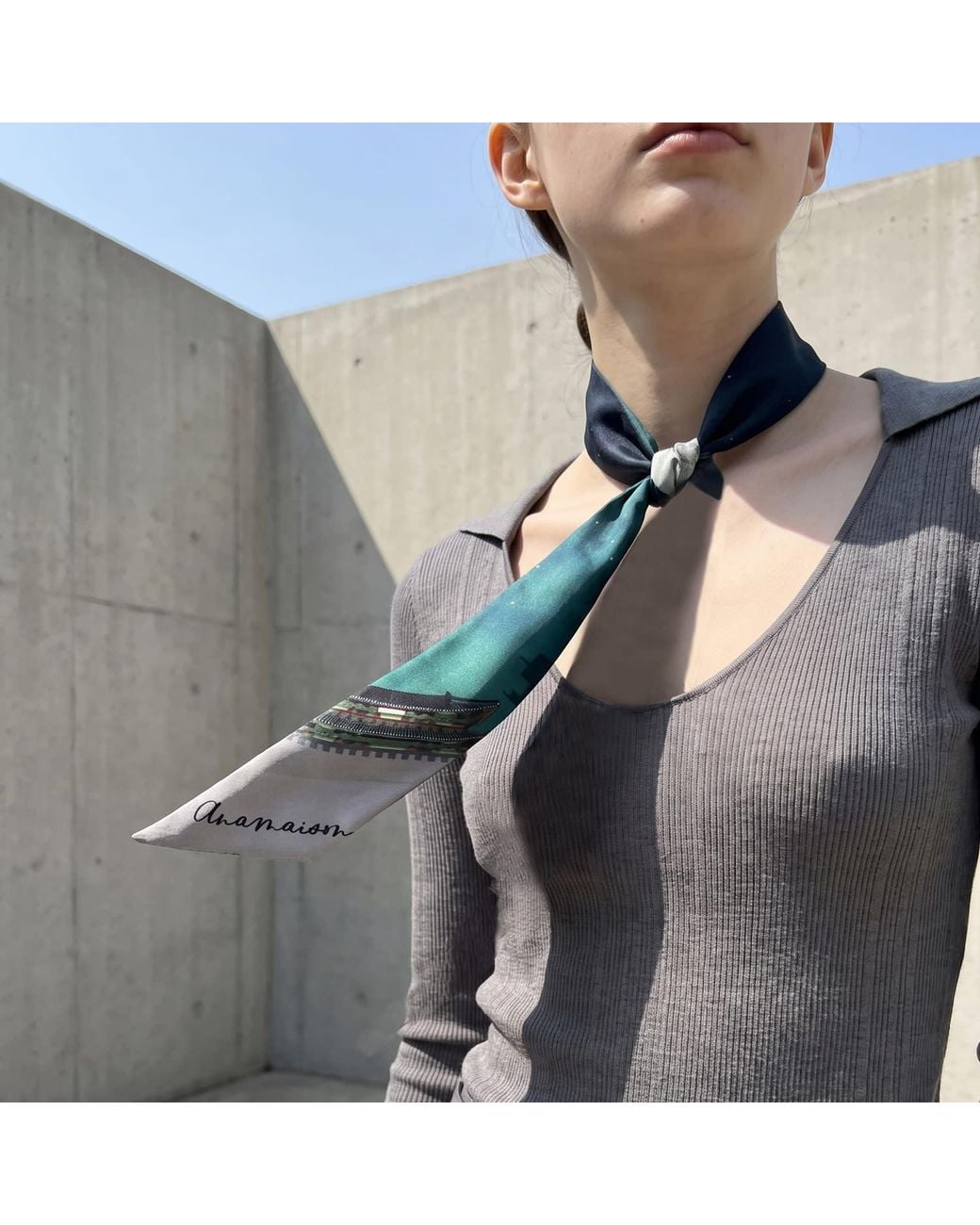 Ana Maison Blue Eqesix Seoul Silk Twilly Scarf