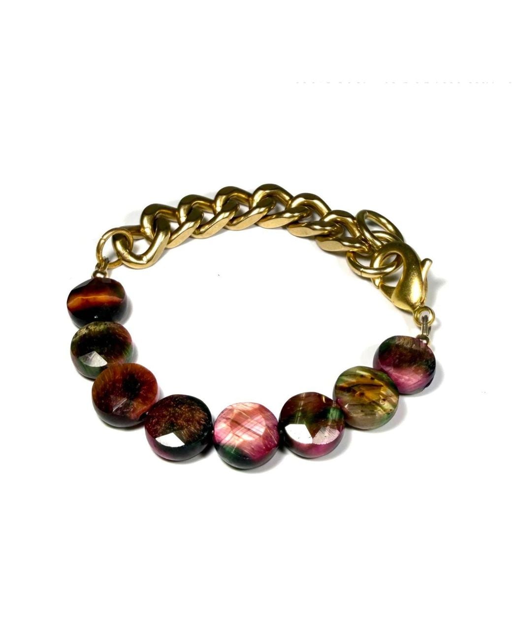 Rachel Nathan Metallic Remix Tiger's Eye Coin Bracelet
