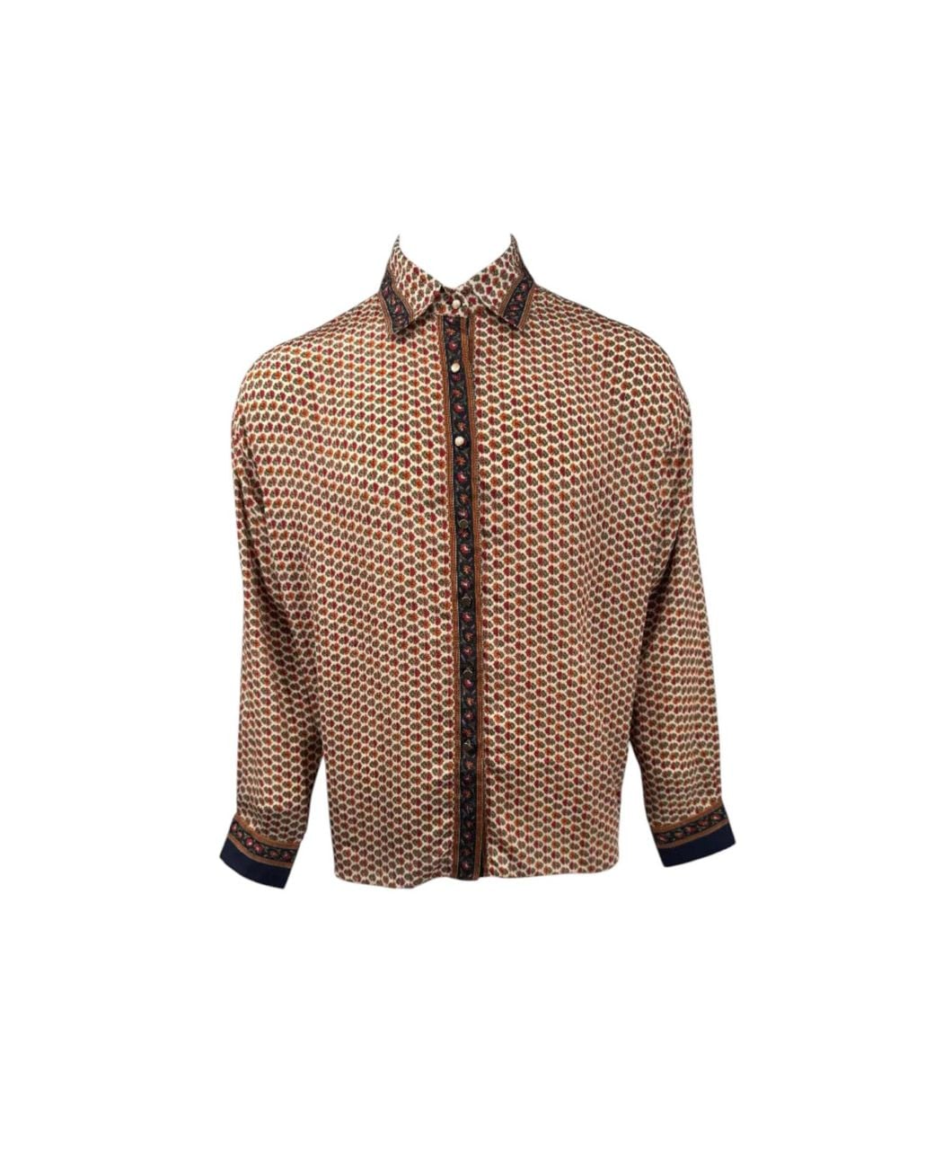 Monzlapur New York Brown Embossed Botanic Long Sleeve Crepe Shirt for men