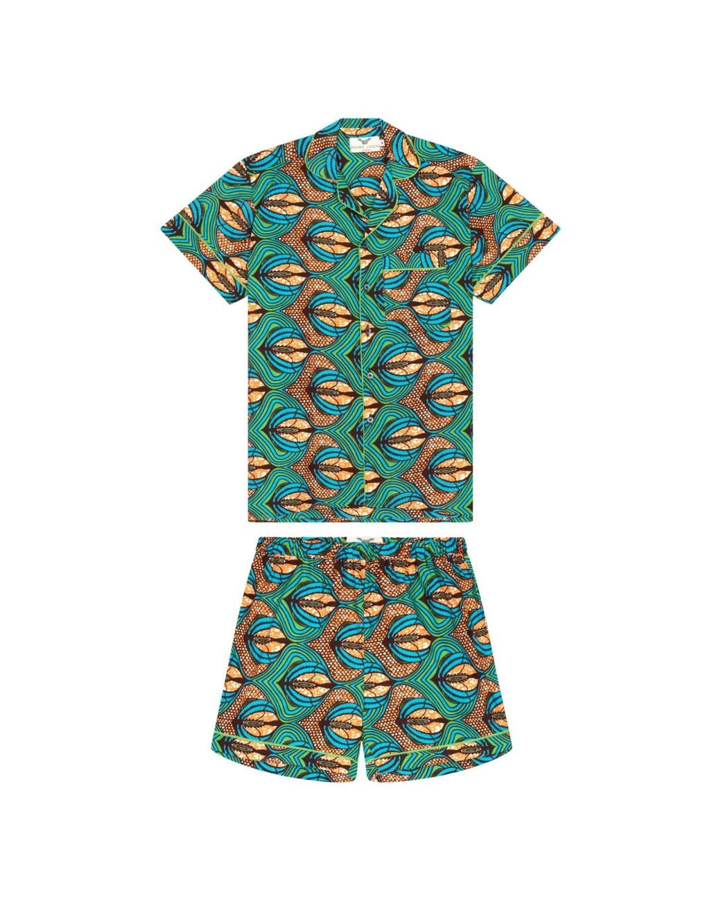 Ohema Ohene Green African Print Cotton Pyjama Set