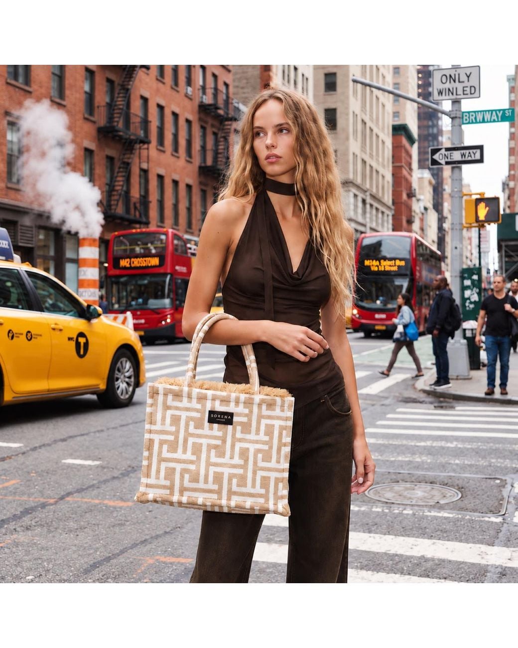 Sorena Metallic Neutrals Melina Medium Tote Βag