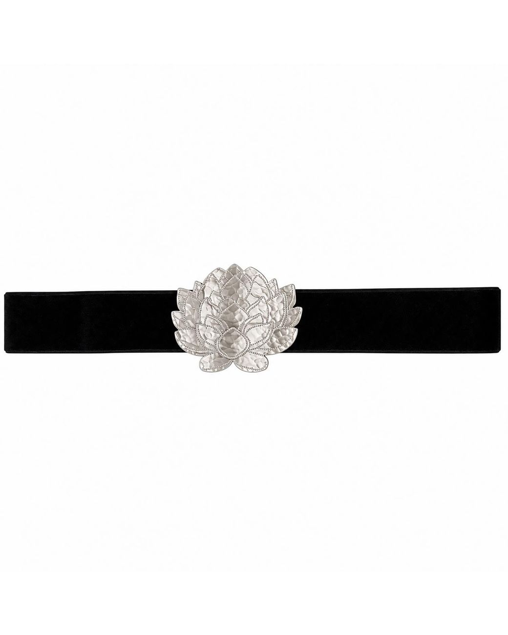 Rare Matters Jewelry Black Artisan Hammered Lotus Jewel Belt