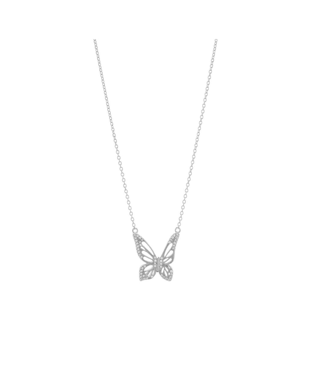 Seven Saints Metallic Graceful Spirit Butterfly Necklace, Rhodium