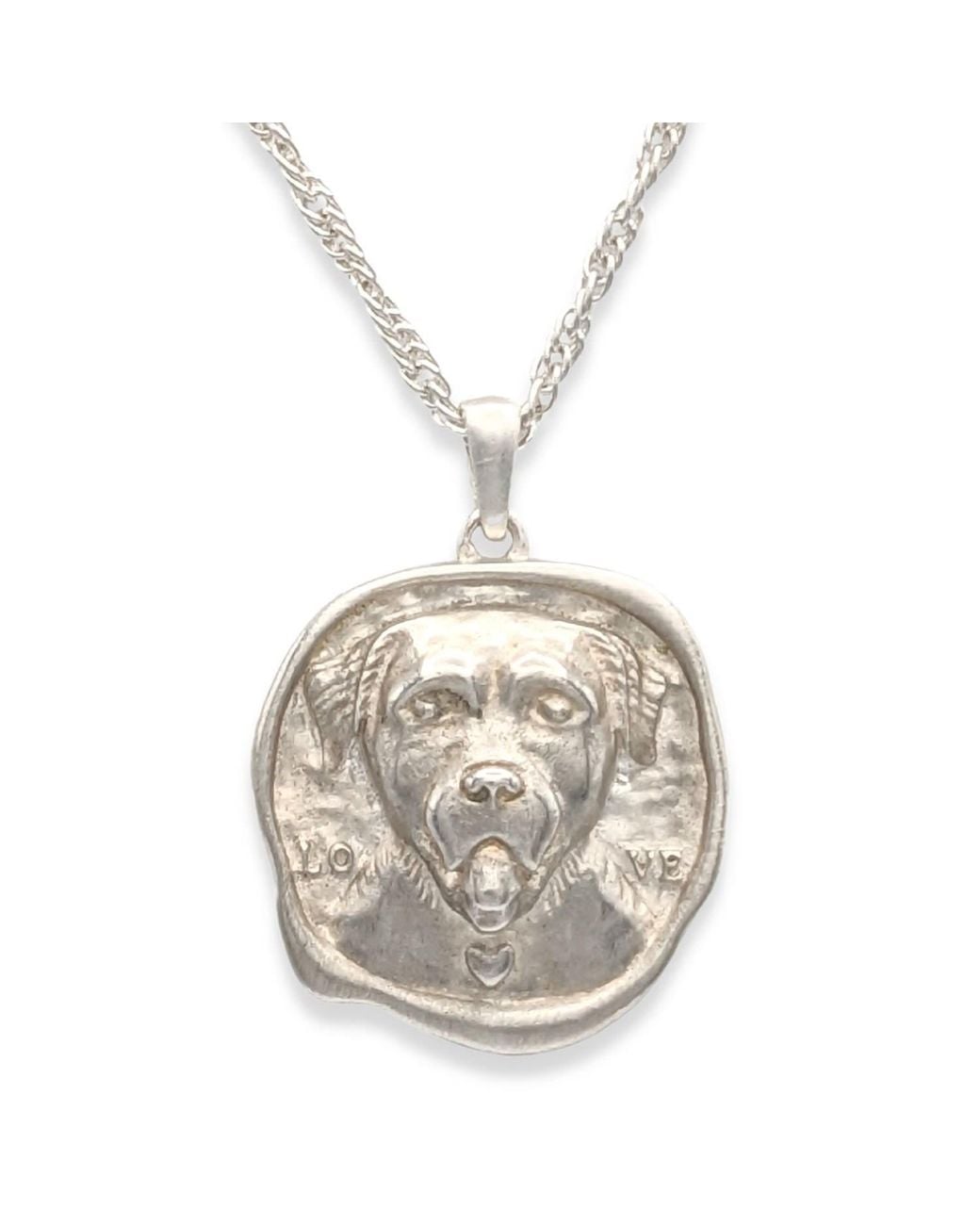 Frenvyrn Metallic Lars Reversible Dog Coin Necklace, Sterling for men