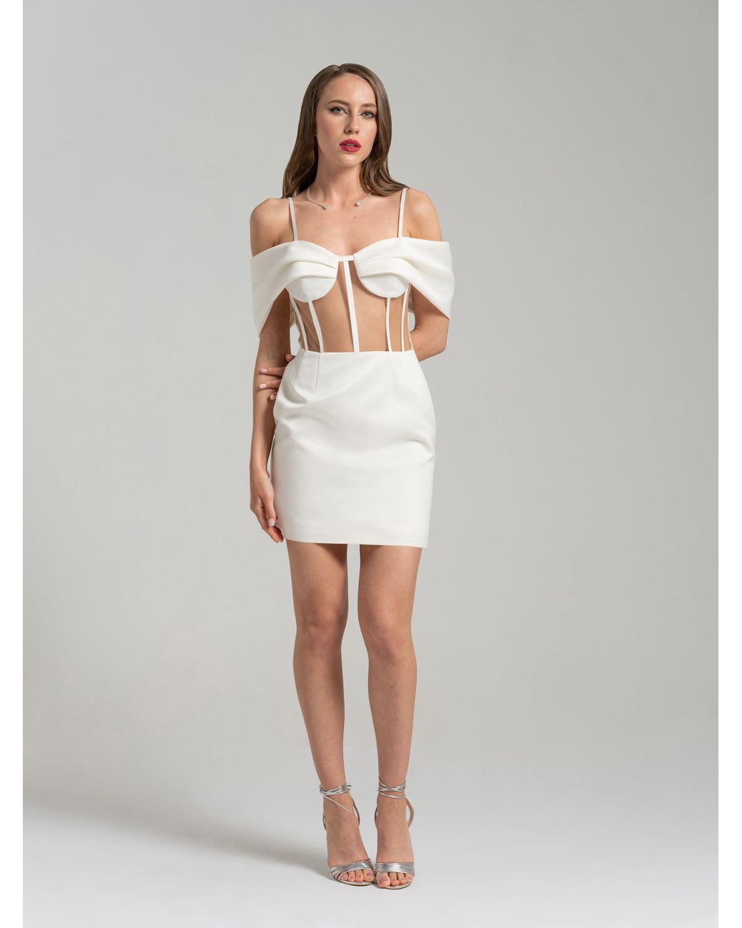 Tia Dorraine White Belle Of The Ball Satin Mini Dress