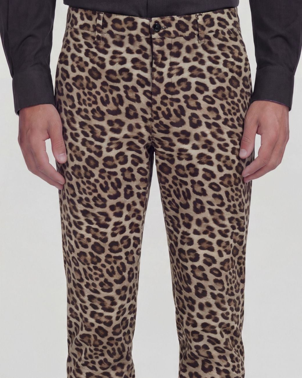 Lords of Harlech Brown Charles Leopard Tailored Pant for men