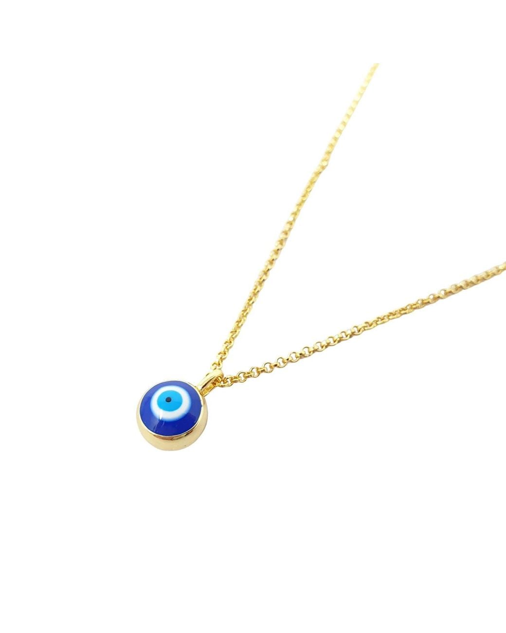 Sophelia Blue Turkish Evil Eye Plated Pendant Charm Necklace