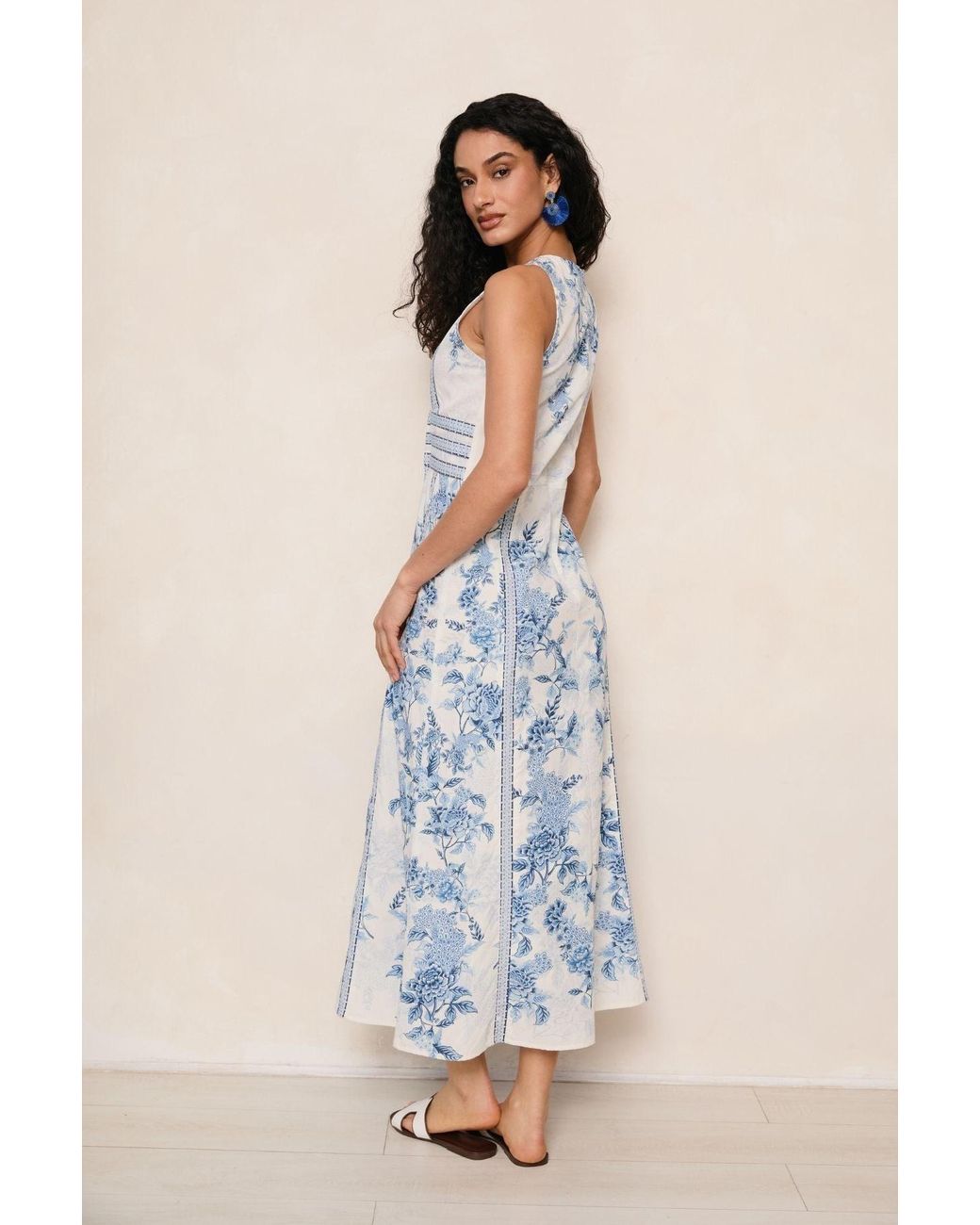 Raishma Blue Lina Floral Dress