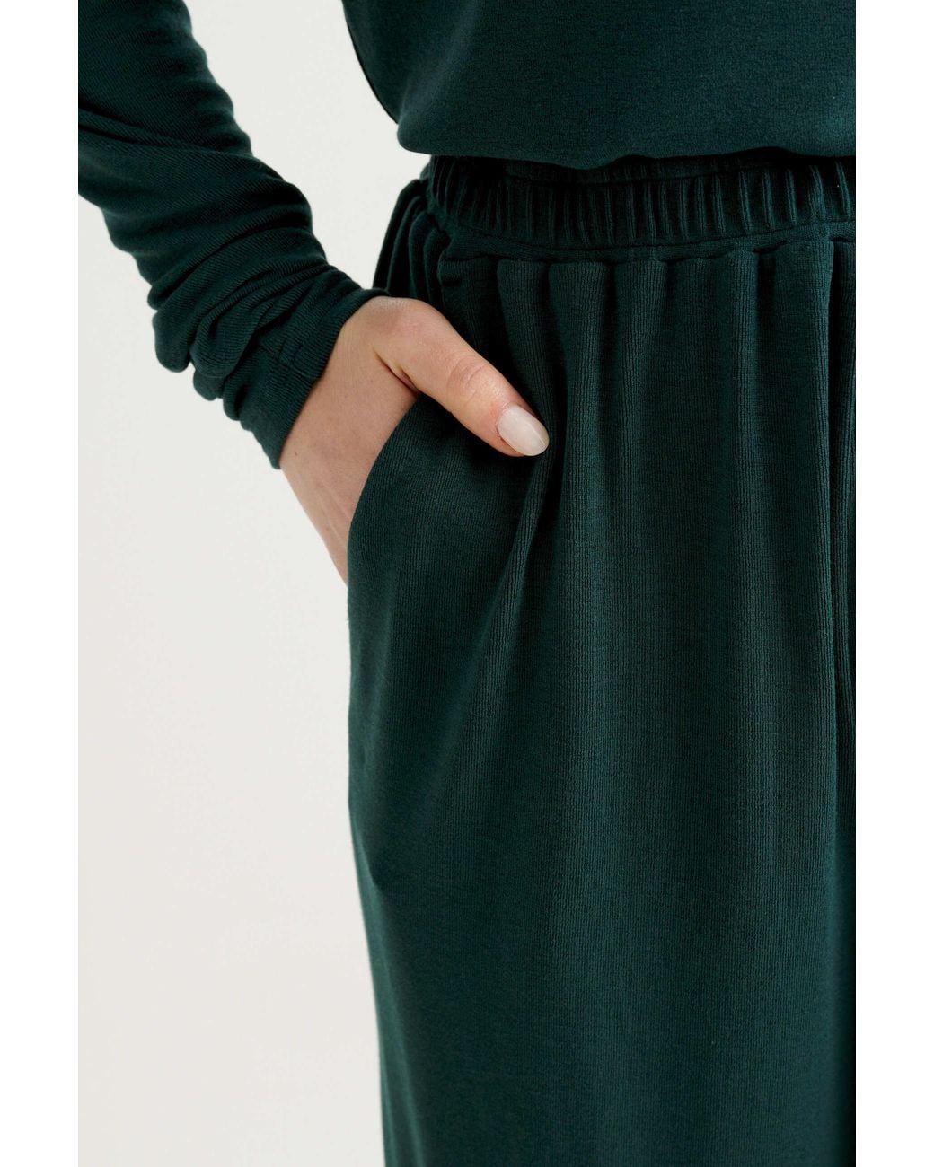 Louche Green Miller Wide Leg Jersey Trouser