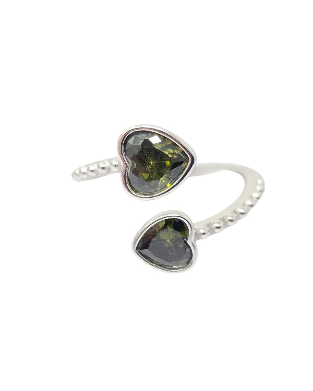 Sophelia Green Double Heart Peridot Heart August Birthstone Adjustable Ring