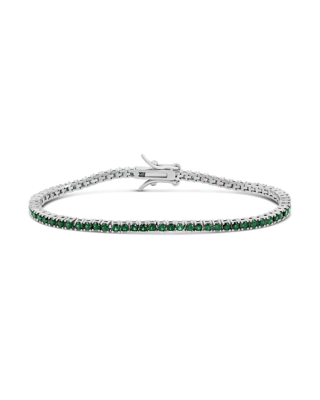 SHYMI White Classic Two Mm Emerald Tennis Bracelet