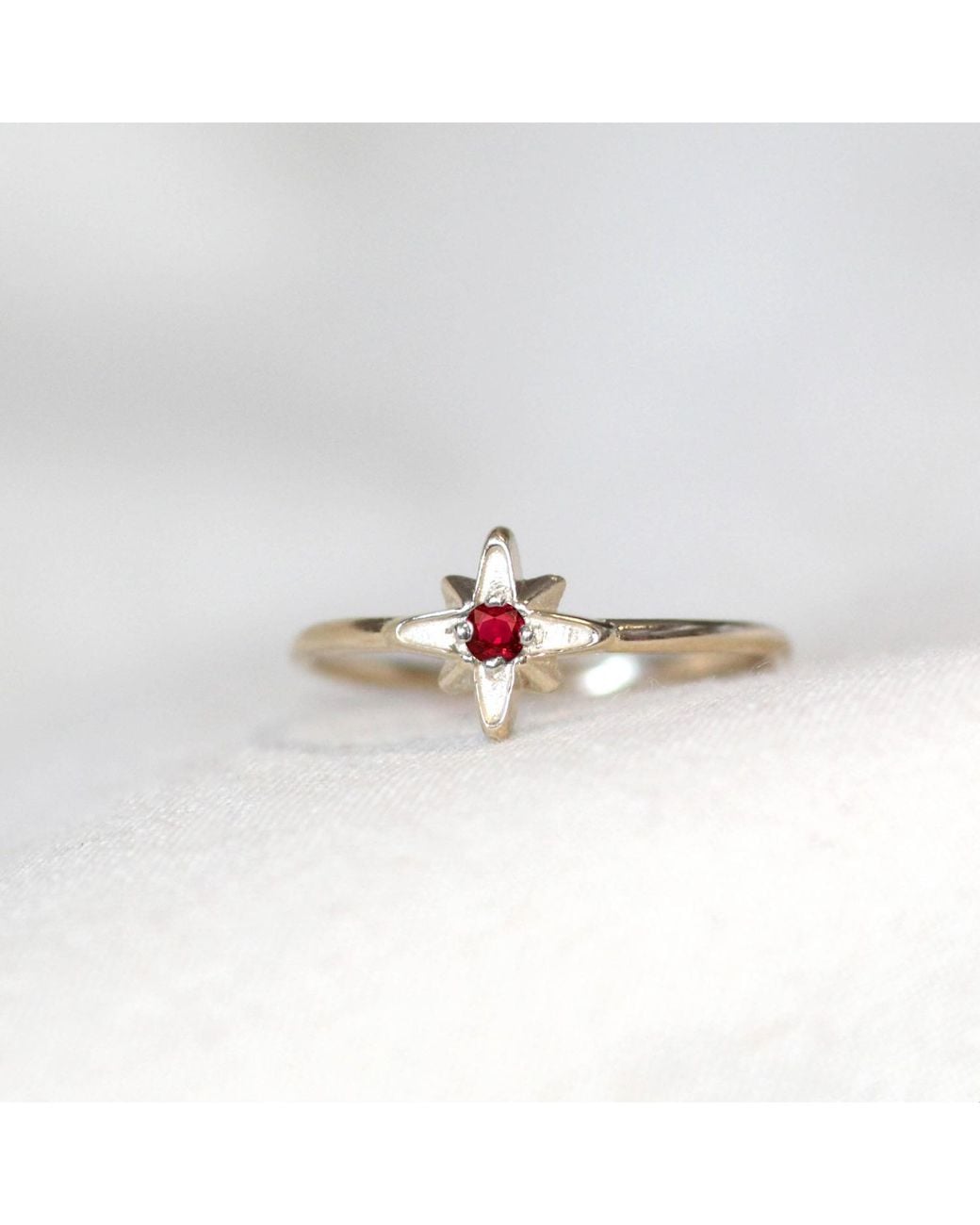 VicStoneNYC Fine Jewelry Metallic Natural Garnet January Birth Stone North Star Ring