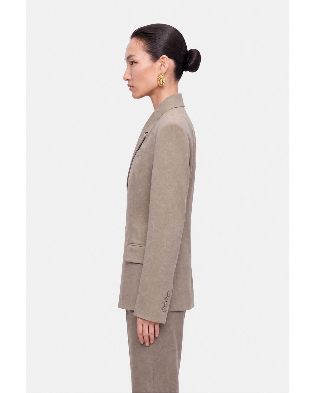 Nocturne Natural Asymmetric Double-Breasted Blazer
