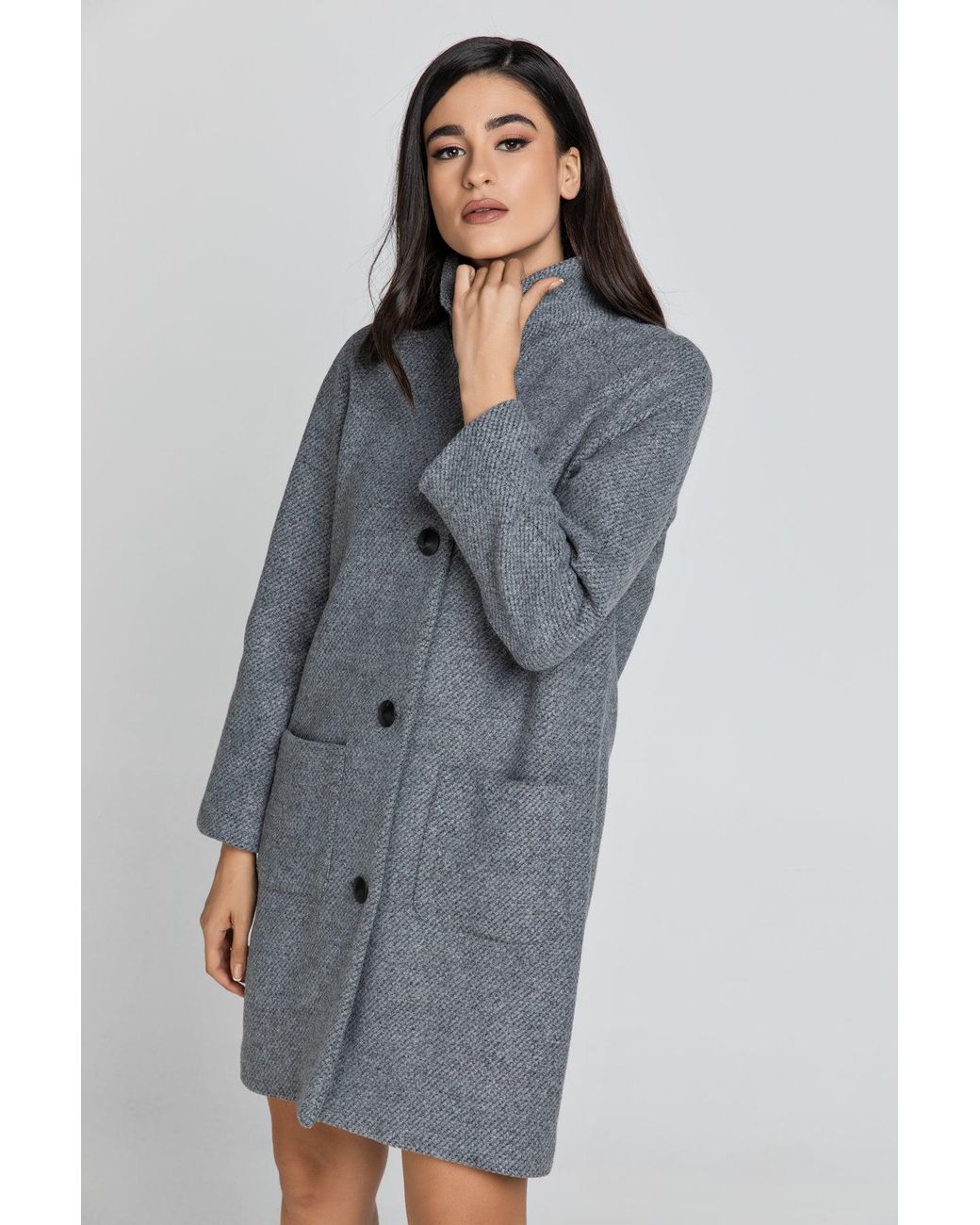 Conquista Gray Wool Blend Coat By Fashion