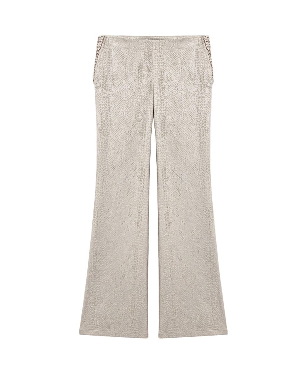 Nocturne White Snake Print Jacquard Flare Trousers