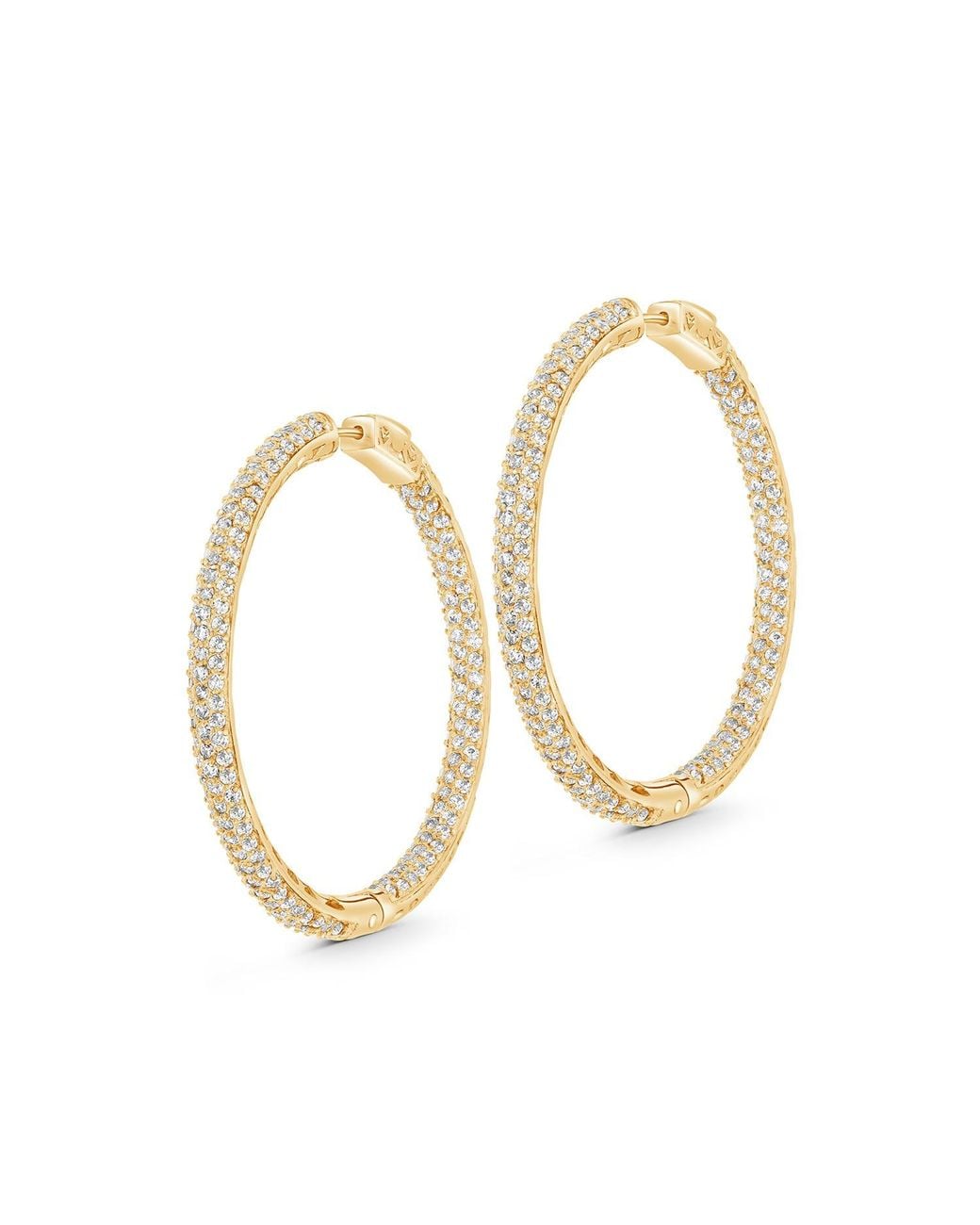 SALLY SKOUFIS Metallic Allure Pave Hoops With Made Diamonds