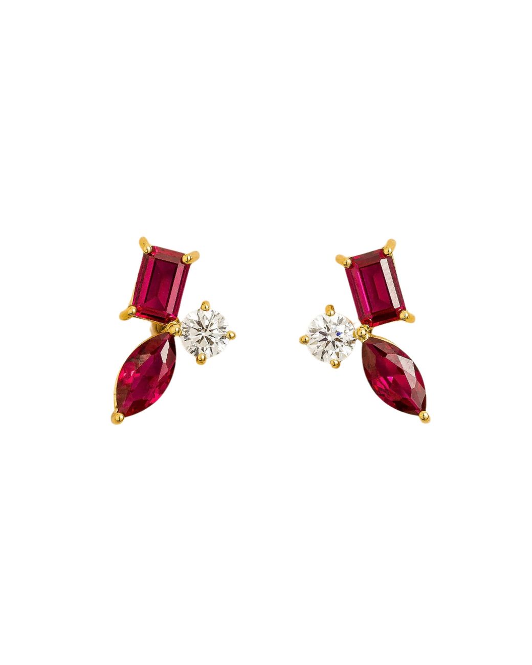 Juvetti Red Sanka Earrings Ruby & Diamond