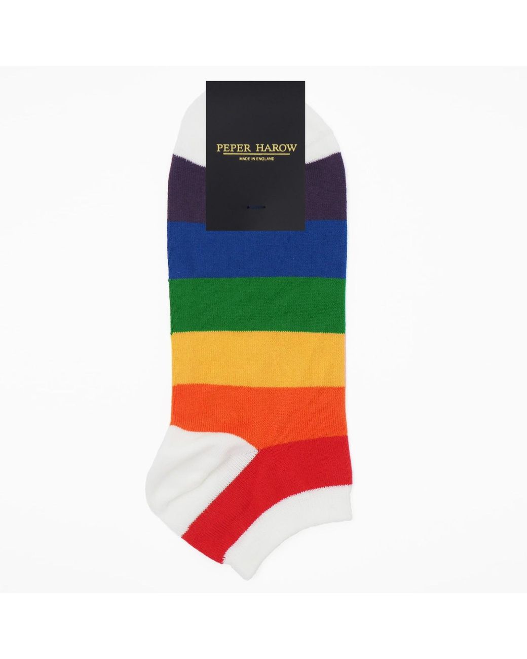 Peper Harow - Made in England Green Block Stripe & Neon Organic Trainer Socks Bundle for men