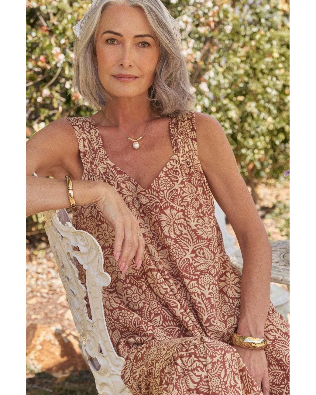 Adrift Clothing Pink Neutrals Zara Gathered Sun Dress