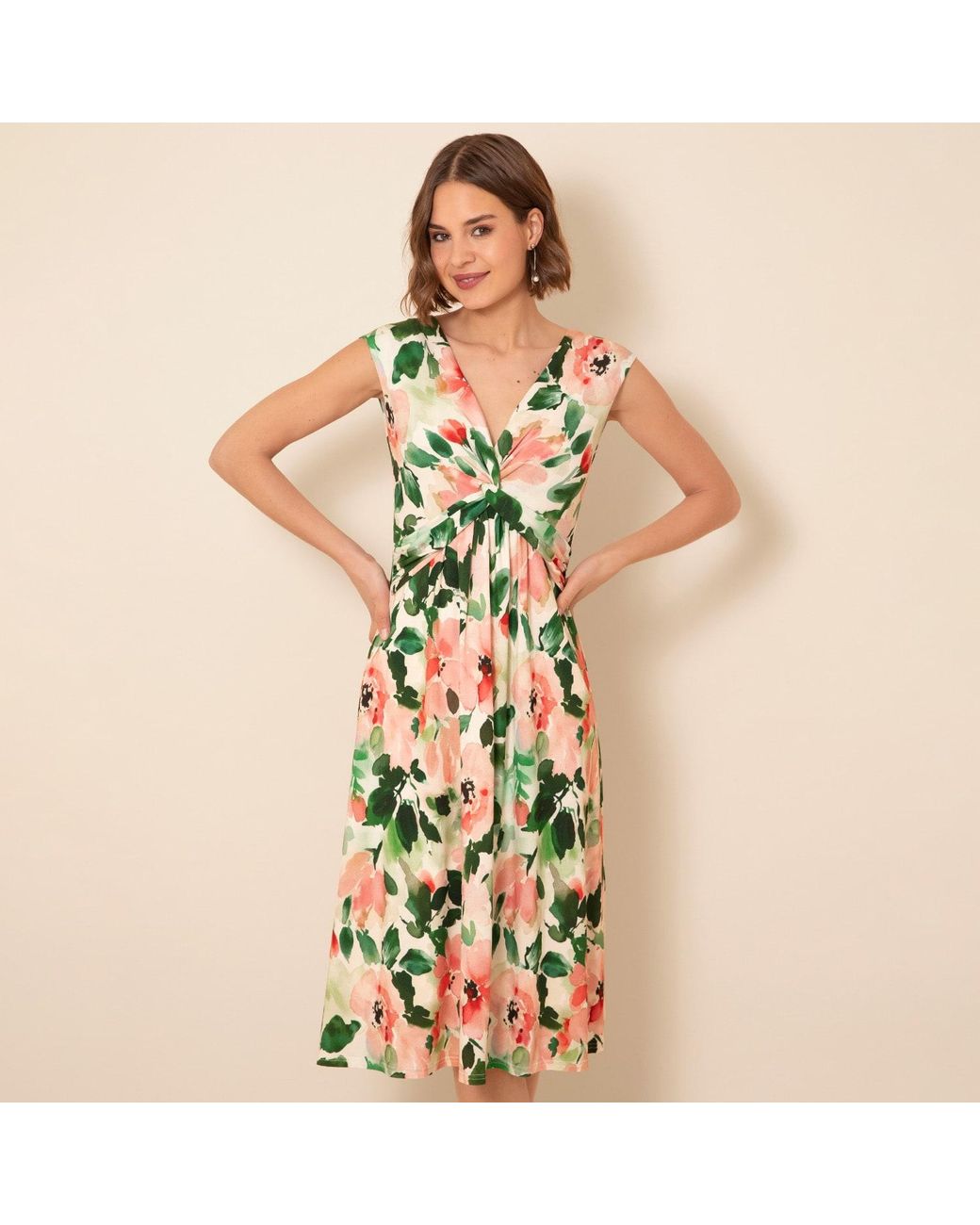 Alie Street London Green Renee Knot Dress Peony