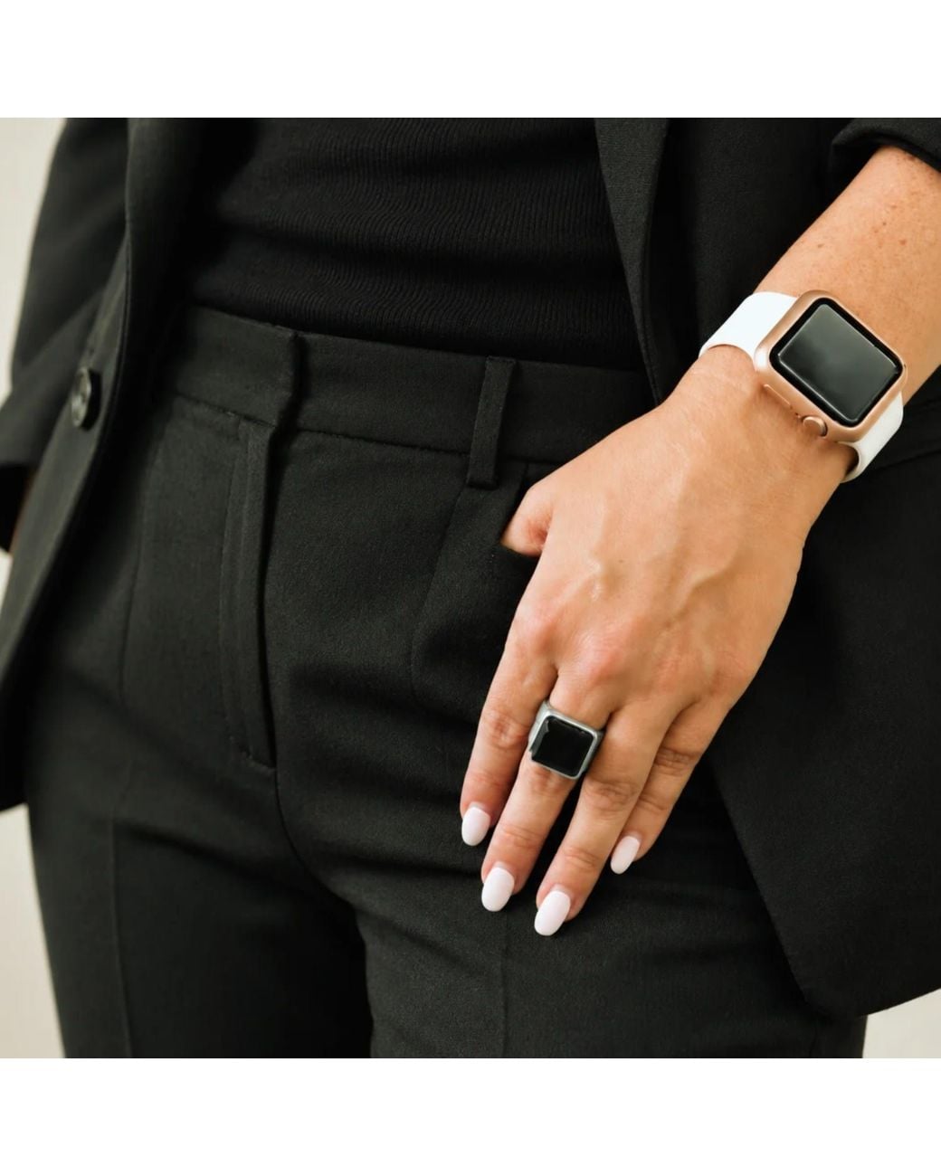 Smart Glass Jewelry Black Recycled Noir Gloss Ring