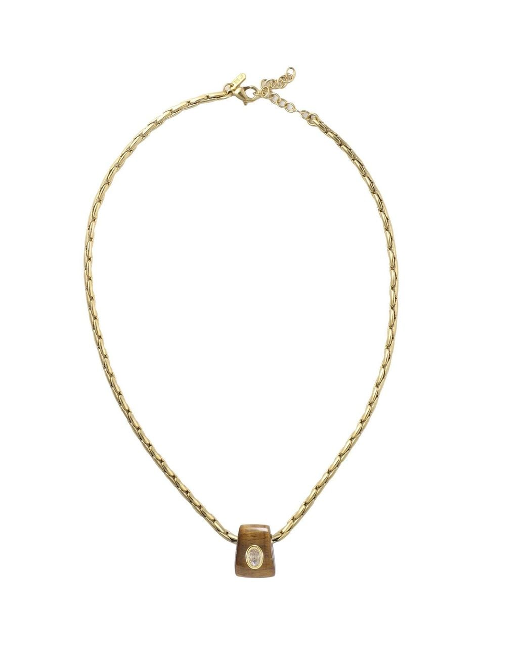 Hye Jane Jewelry Metallic Bowie Tigers Eye Gemstone Slider Necklace