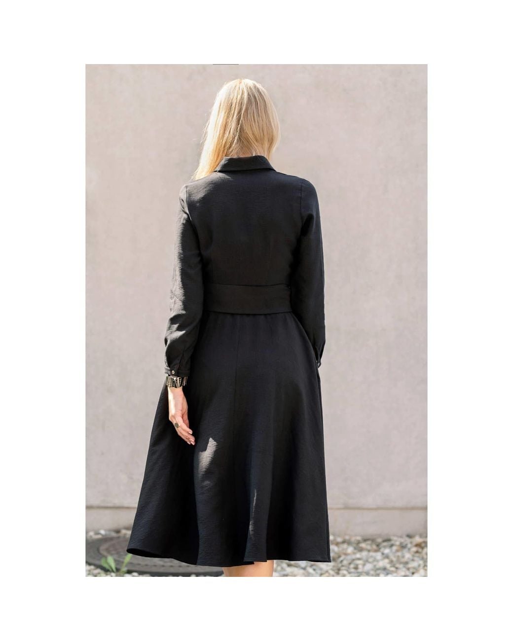 Oh!Zuza Black Echo Midi Shirt Dress With Belt