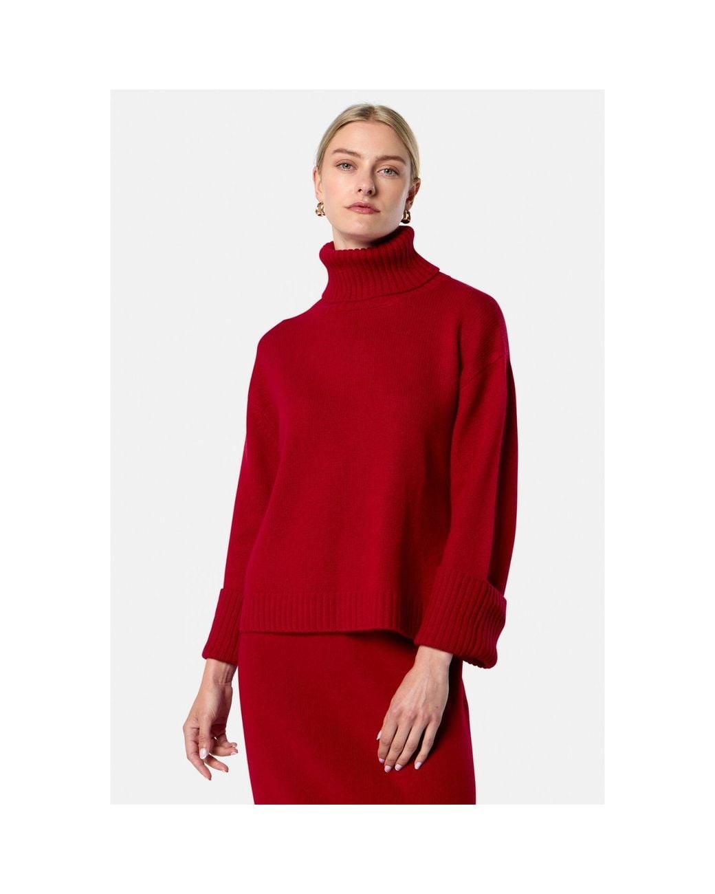 Helen Mcalinden Red Carol Chunky Ruby Cashmere Roll-Neck Sweater