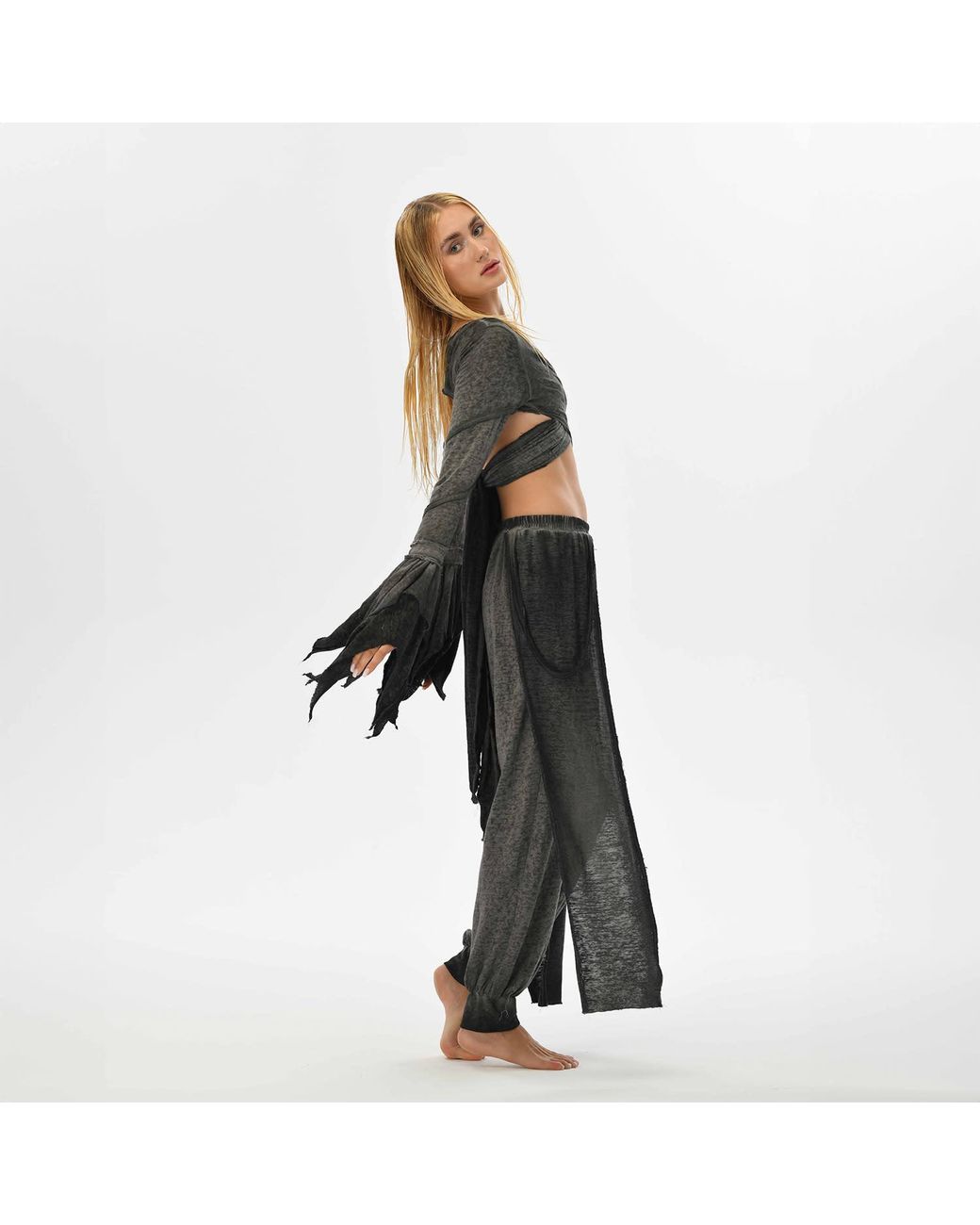 Zhenabia Gray Suhan Harem Pants Charcoal
