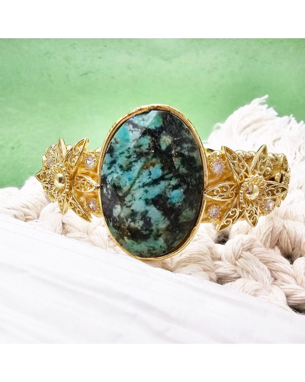 Farra Green African Stone Bangle