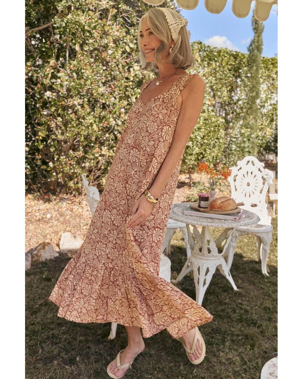 Adrift Clothing Pink Neutrals Zara Gathered Sun Dress