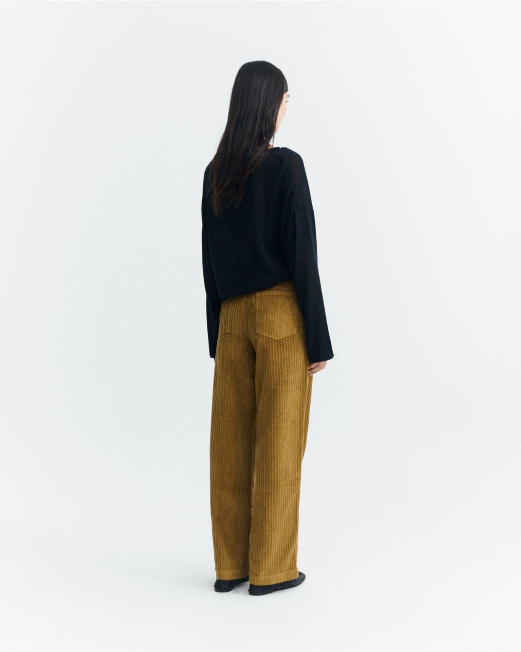 Thinking Mu White Serena Corduroy Straight-Leg Pants