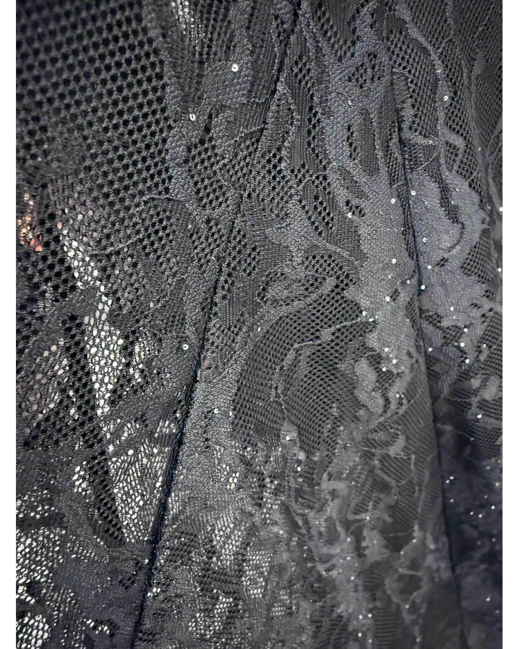 Carol Coelho Black Machu Picchu Mini Sequin Lace Long Gown
