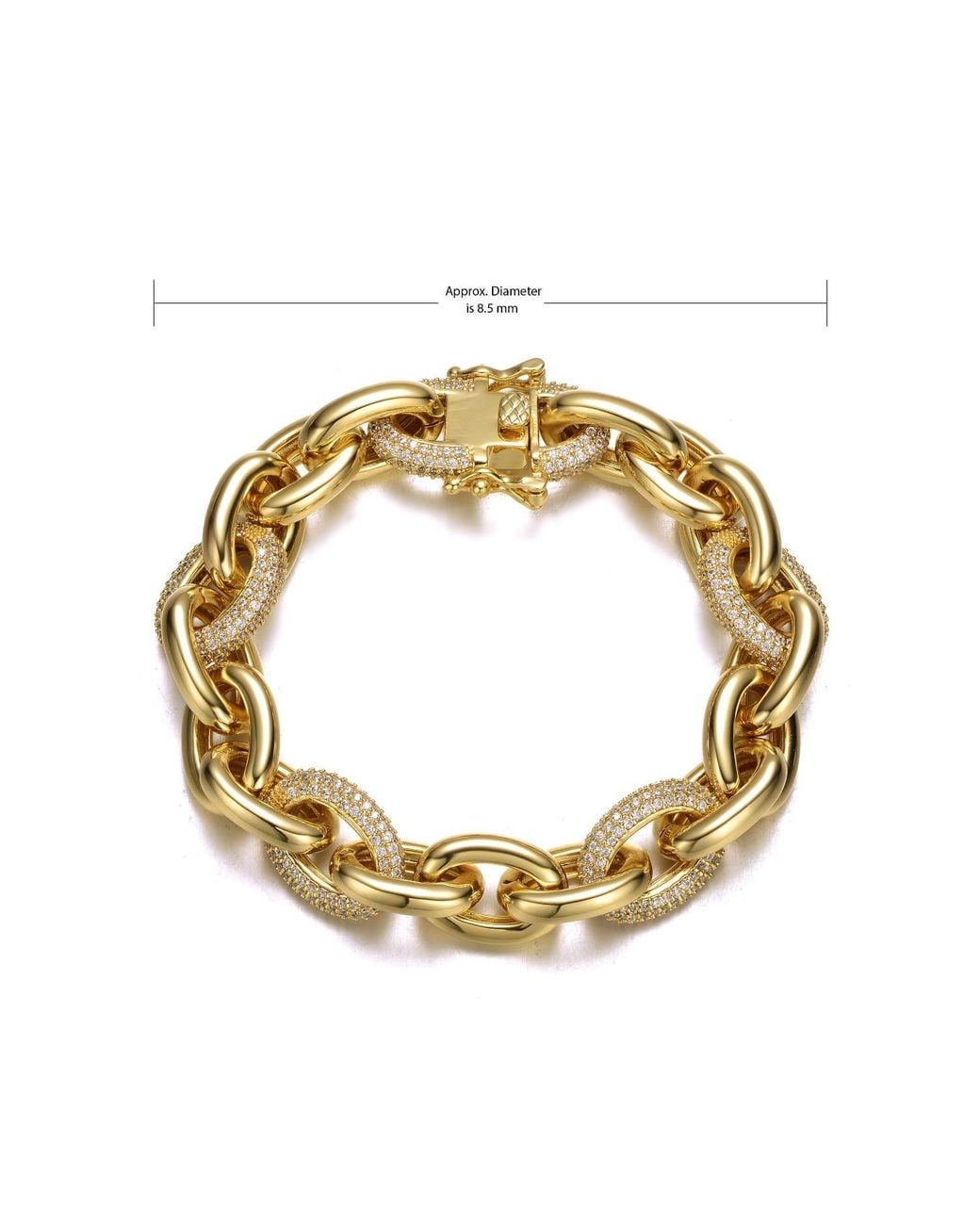 Genevive Jewelry Metallic Rachel Glauber Plated With Cubic Zirconia Chunky Tubular Oval Cable Chain Bracelet For for men