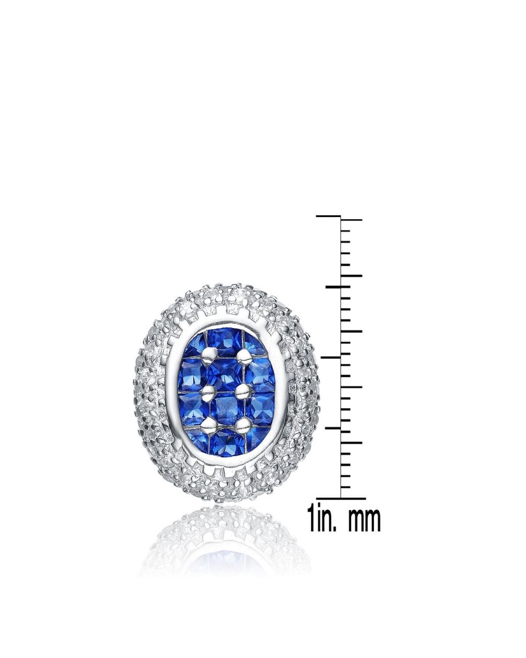 Genevive Jewelry Blue Sterling Cubic Zirconia Sapphire Stud Earrings With Button Style