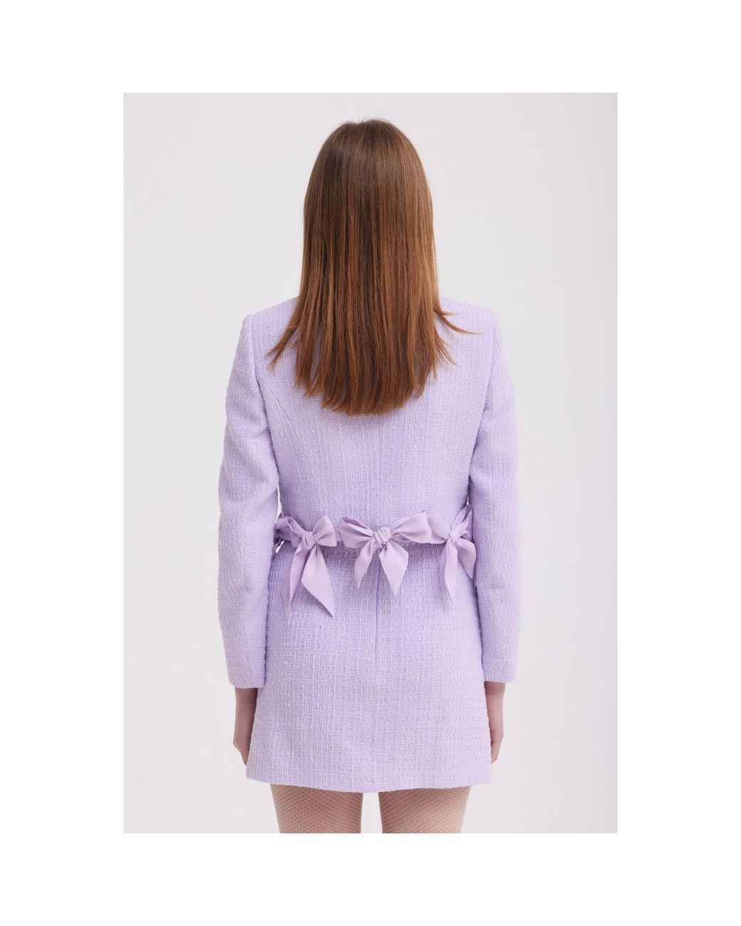 Georgette Purple Bow Detail Tweed Suit
