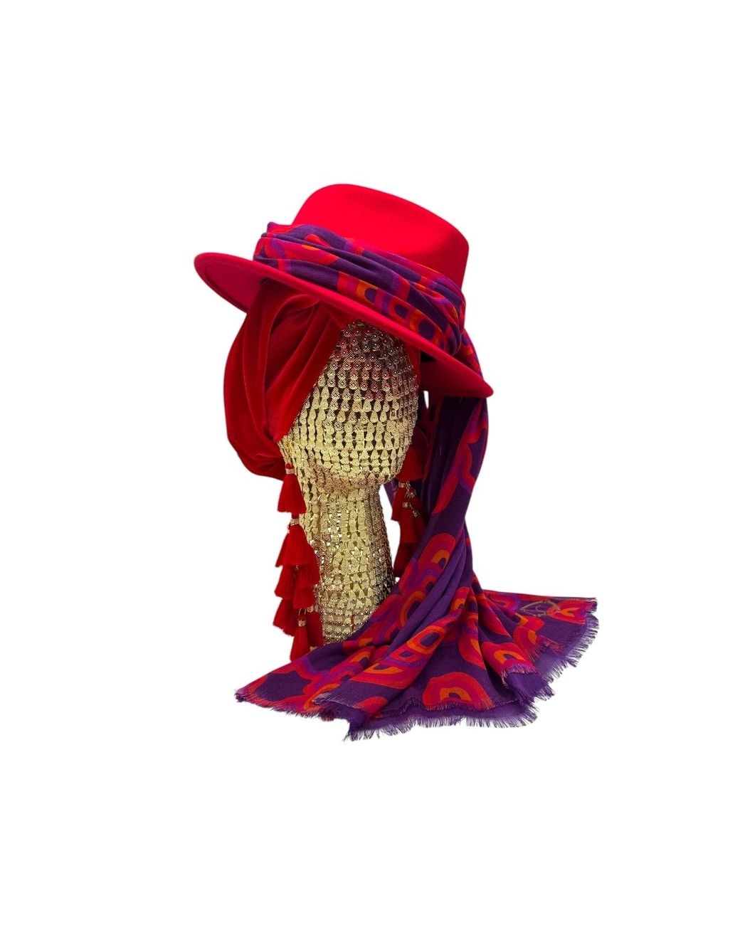 Julia Clancey Red Ruby Fifi Scarf Fedora Set