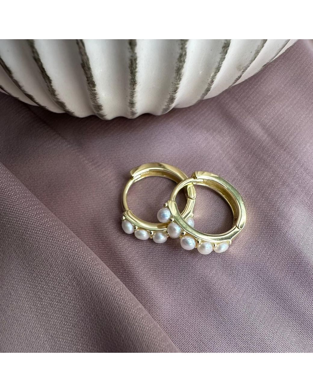 Clemence Wren Metallic Freshwater Pearl Contemporary Hoop Earrings