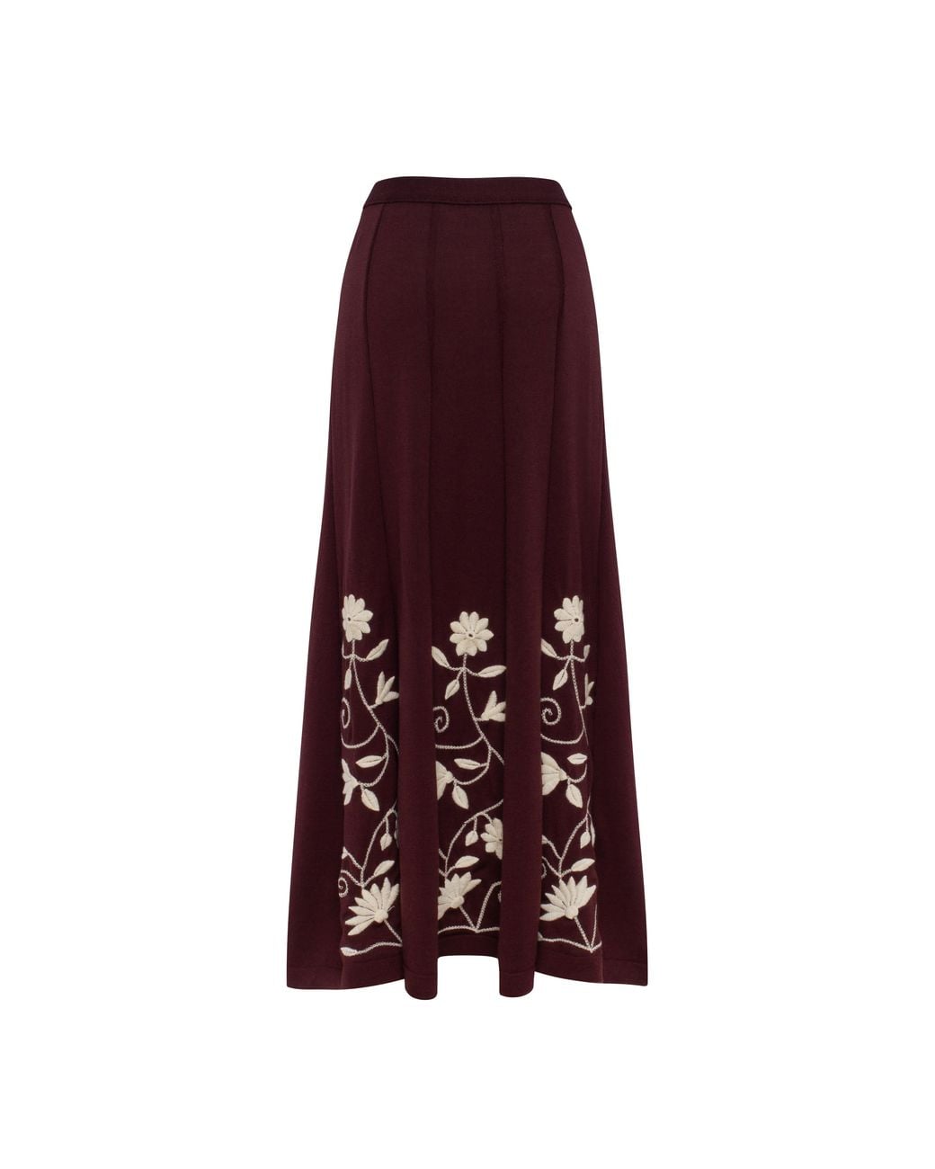 Annabo Purple Etherea Embroidered Merino Wool Maxi Skirt