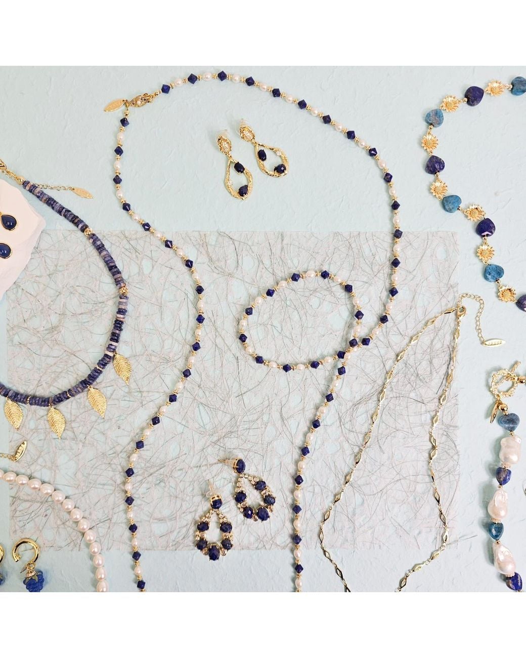 Farra Metallic Pearls And Lapis Versatile Long Necklace