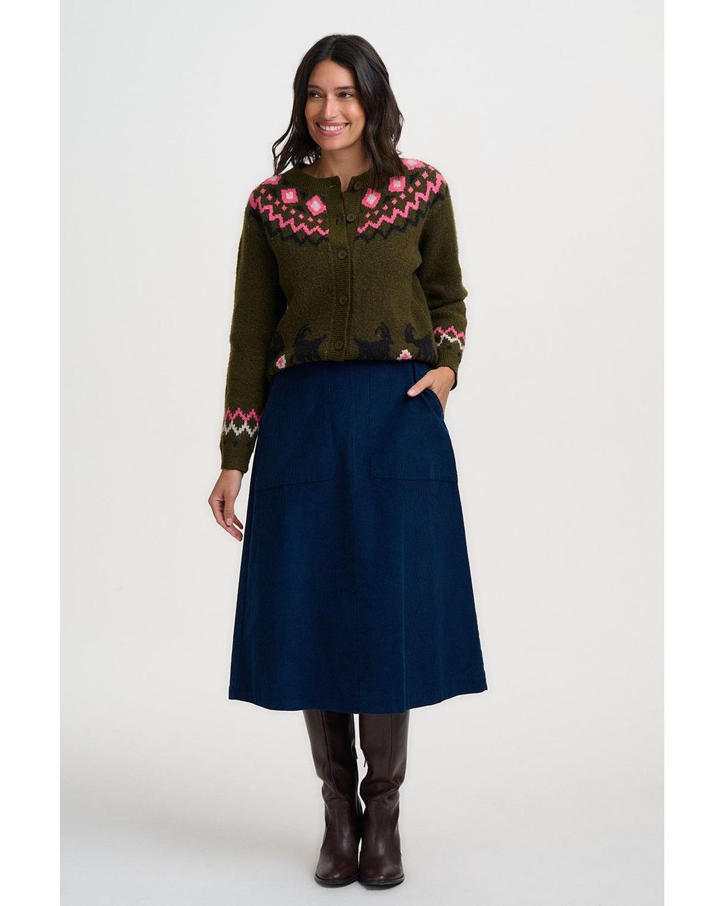 Sugarhill Black Olana Cardigan Goat Fairisle